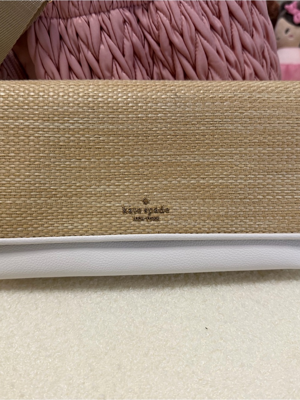 kate spade Natural Straw Tote with White Trim